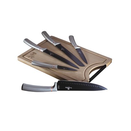 Berlinger Haus 6 Piece Knife Set with Bamboo Cutting Board Moonlight