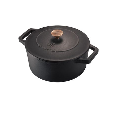 Berlinger Haus 20cm Enamel Coating Oven Safe Casserole with Lid - Black