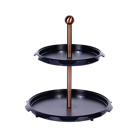 Berlinger Haus Chrome Iron 2 Tier Cake Stand - Black Rose Line