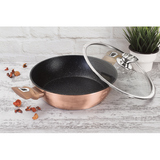 Berlinger Haus 28cm Marble Coating Shallow Pot with Lid - Rose Gold Metallic Line