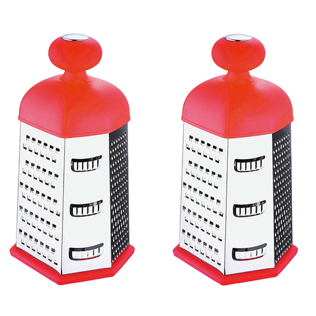 Blaumann 6-Slide Stainless Steel Box Grater - Red (Set of 2)