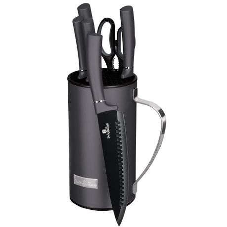 Berlinger Haus 7-Piece Non-Stick Knife Set With Steel Stand - Carbon Pro