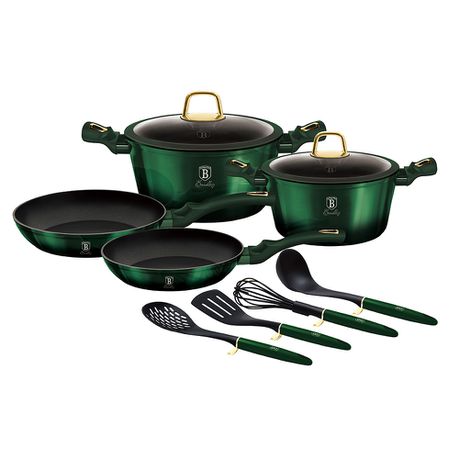 Berlinger Haus 10-Piece Titanium Coating Non-Stick Cookware Set - Emerald
