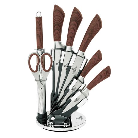 Berlinger Haus 8-Piece Knife Set with Stand - Brown Forest
