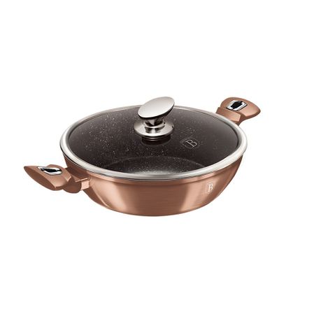 Berlinger Haus 28cm Marble Non-Stick Coating Shallow Pot - Rose Gold