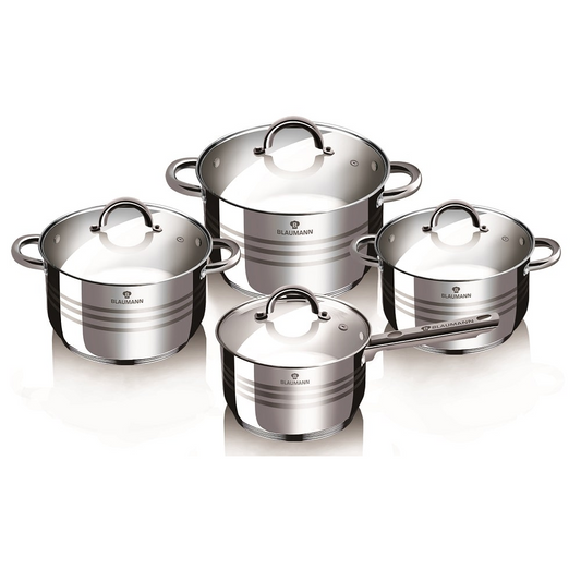 Blaumann 8-Piece Stainless Steel Jumbo Cookware Set - Gourmet Line
