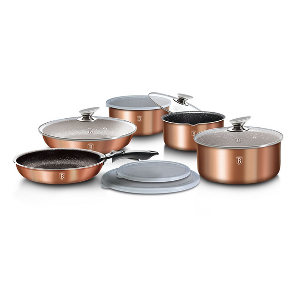 Berlinger Haus 12-Piece Marble Coating Cookware Set - Rose Gold Metallic Line