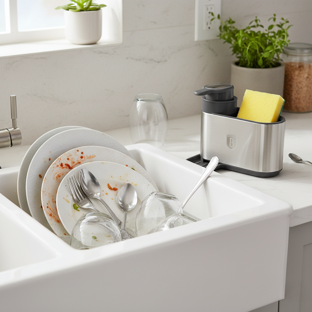 Berlinger Haus Soap Dispenser with Sponge Holder – Anthracite