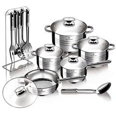 Blaumann 17-Piece Stainless Steel Induction Bottom Jumbo Cookware Set