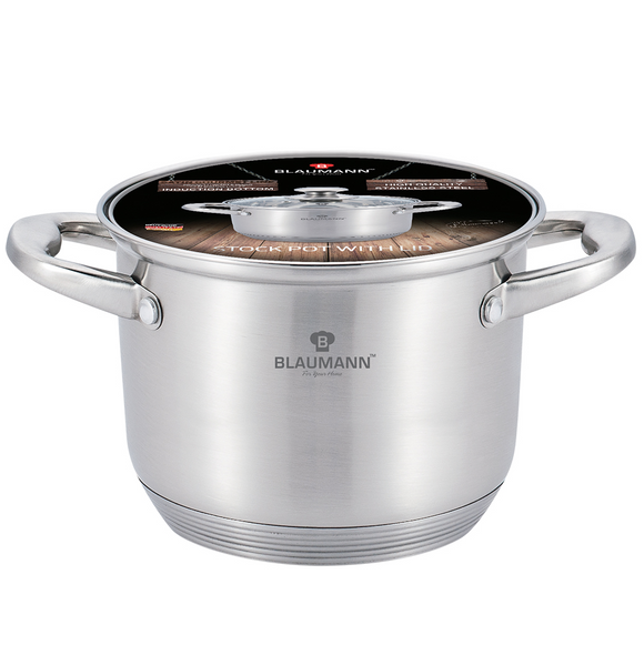 Blaumann 15.5L Stainless Steel Stock Pot - Satin Gourmet Line