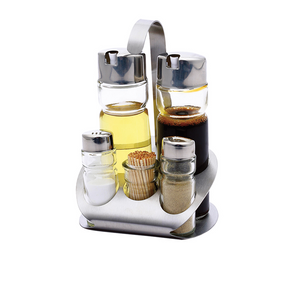 Blaumann 6-Piece Stainless Steel & Glass Condiment Set