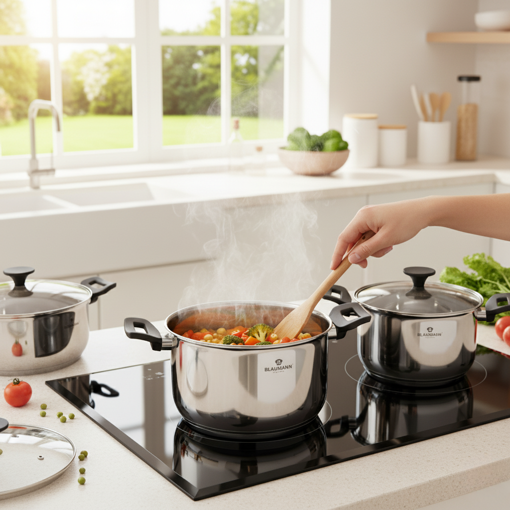 Blaumann 6-Piece Stainless Steel Cookware Set - Gourmet Line