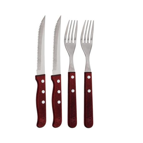 Blaumann 4-Piece Stainless Steel Fork & Knife Set - Brown