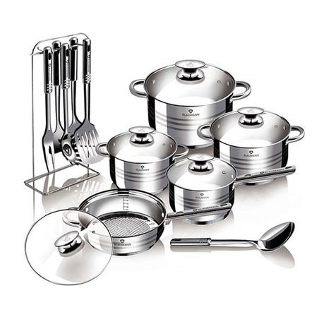 Blaumann 17-Piece Stainless Steel Induction Bottom Jumbo Cookware Set