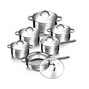 Blaumann 12-Piece Stainless Steel Induction Bottom Cookware Set