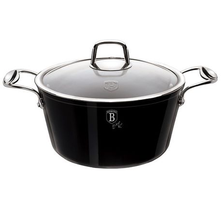 Berlinger Haus 24cm Marble Coating Casserole with Lid - Royal Black