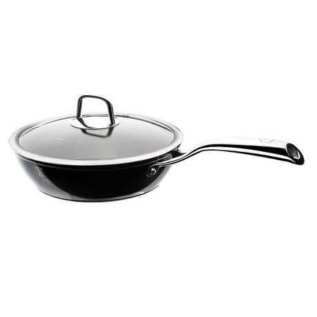 Berlinger Haus 24cm Marble Coating Deep Frypan with Lid - Royal Black