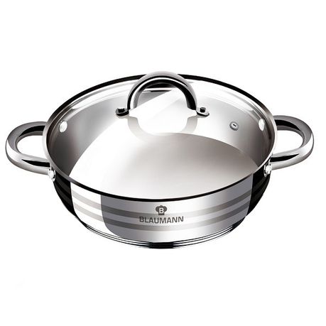 Blaumann 32cm Stainless Steel Shallow Pot with Lid - Gourmet Line