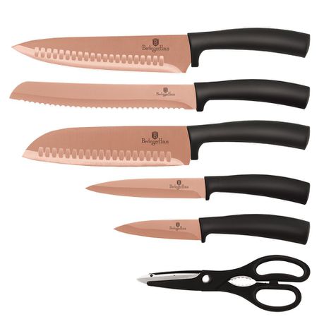 Berlinger Haus 7-Piece Titanum Coating Knife Set with Stand - Rose Gold