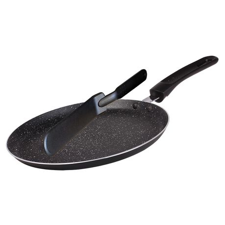 Blaumann 24cm Marble Coating Pancake Pan with Turner - Black