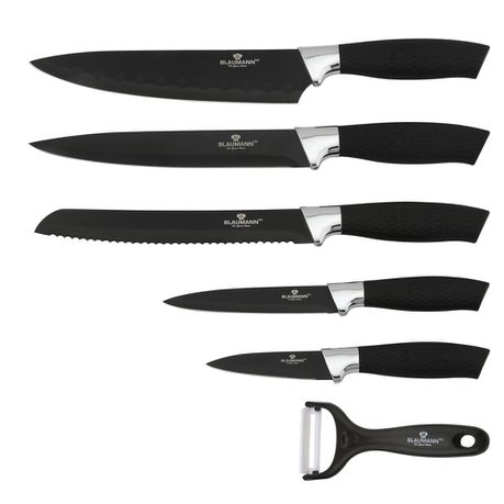 Blaumann 6-Piece Stainless Steel Non-Stick Coating Knife Set - Black