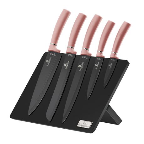 Berlinger Haus 6-Piece Non-Stick Coating Knife Set with Stand - i-Rose