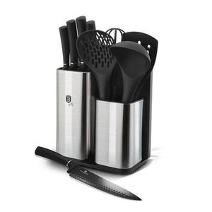 Berlinger Haus 12-Piece Stainless Steel Knife Set with Stand and Board