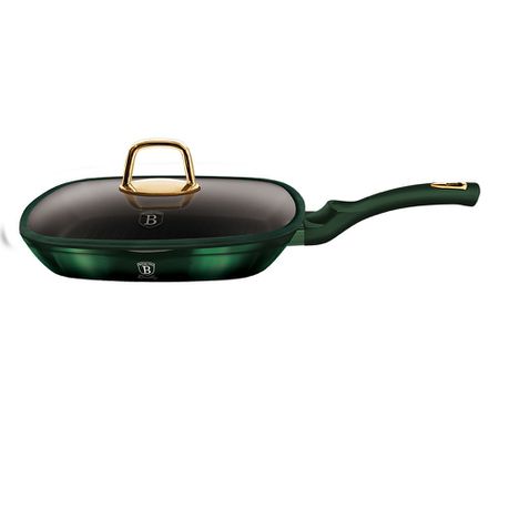 Berlinger Haus 28cm Titanium Coating Grill Pan with Lid - Emerald Edition