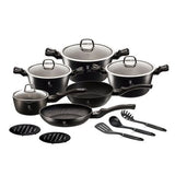 Berlinger Haus 15 Piece Marble Coating Cookware Set - Black-Silver Edition