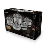 Blauman 12-Piece Stainless Steel Gourmet Line Cookware Set - Silver-Black