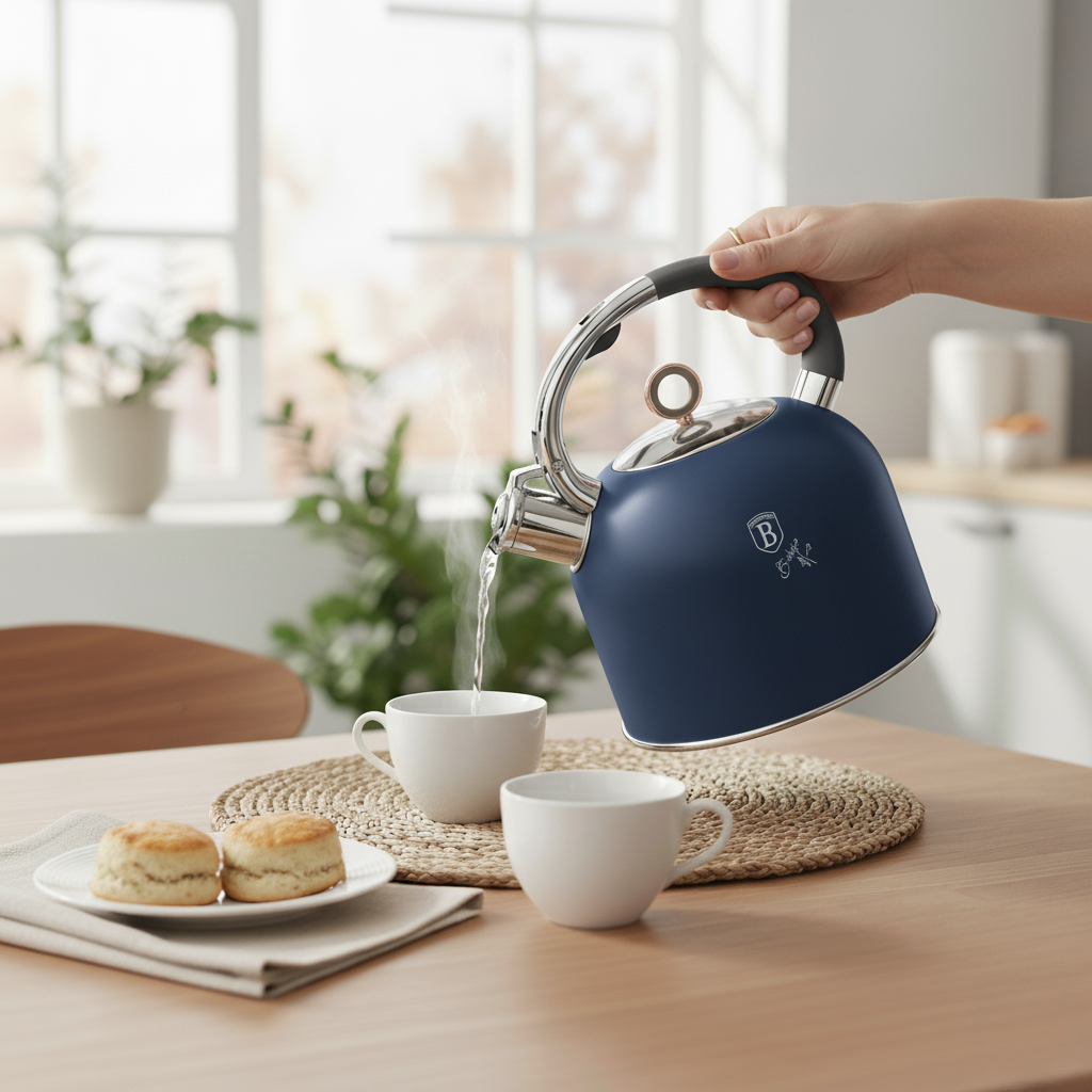 Berlinger Haus 3.0L Stainless Steel Whistling Kettle with Glass Lid – Deep Sea