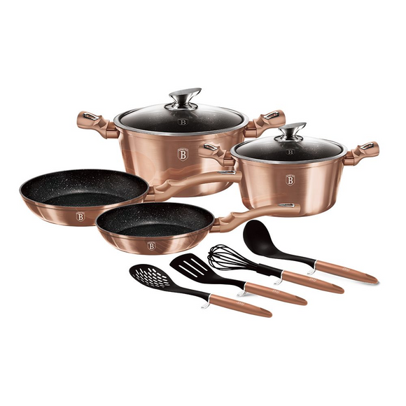 Berlinger Haus 10 Piece Marble Coating Cookware Set - Rose Gold Metallic Line