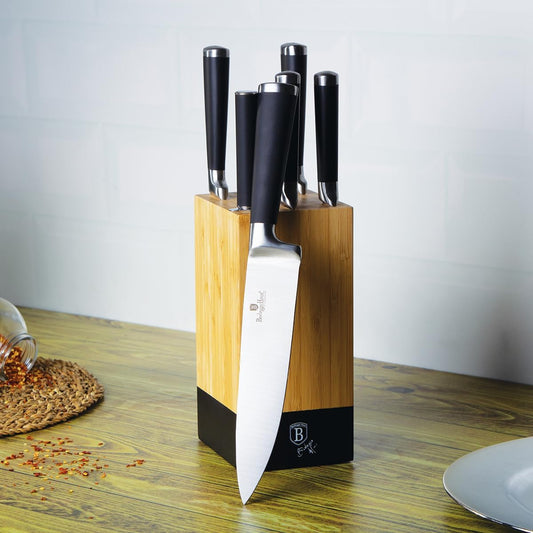 Berlinger Haus 7-Piece Knife Set with Bamboo Stand - Royal Black