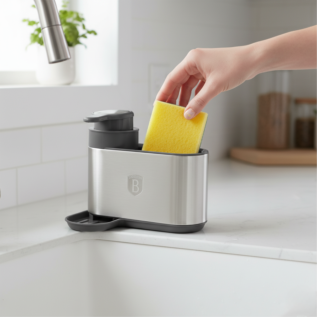 Berlinger Haus Soap Dispenser with Sponge Holder – Anthracite