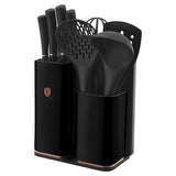 Berlinger Haus 12 Piece Knife Set with Stand and Kitchen Tools - Black Rose
