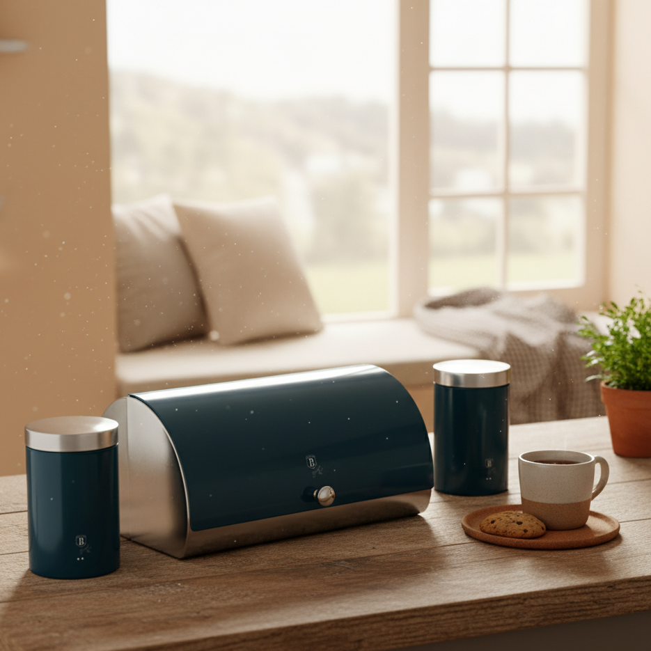 Berlinger Haus Bread Box with 3-Piece Canister Set – Aquamarine