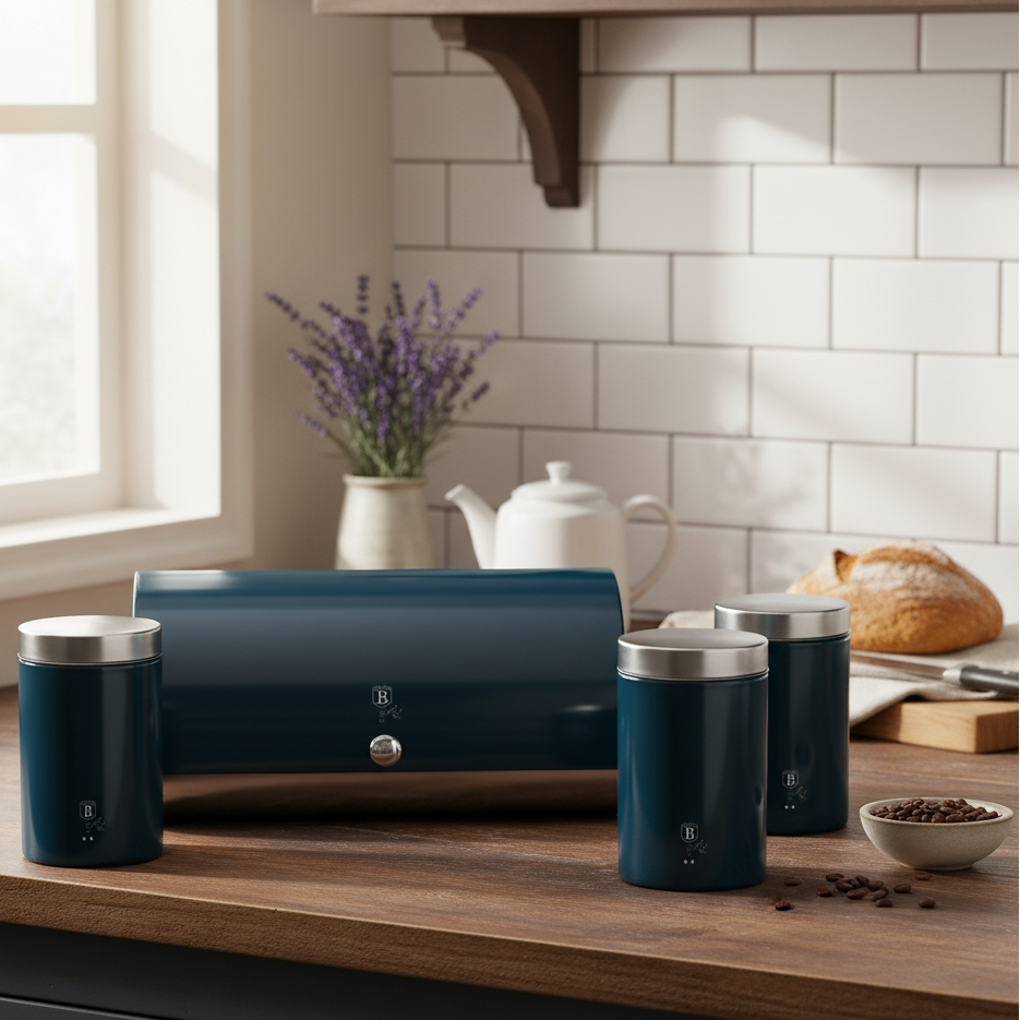 Berlinger Haus Bread Box with 3-Piece Canister Set – Aquamarine