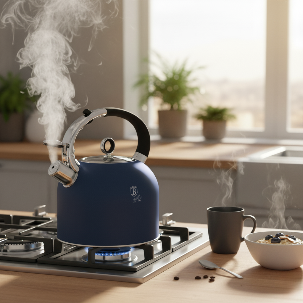 Berlinger Haus 3.0L Stainless Steel Whistling Kettle with Glass Lid – Deep Sea