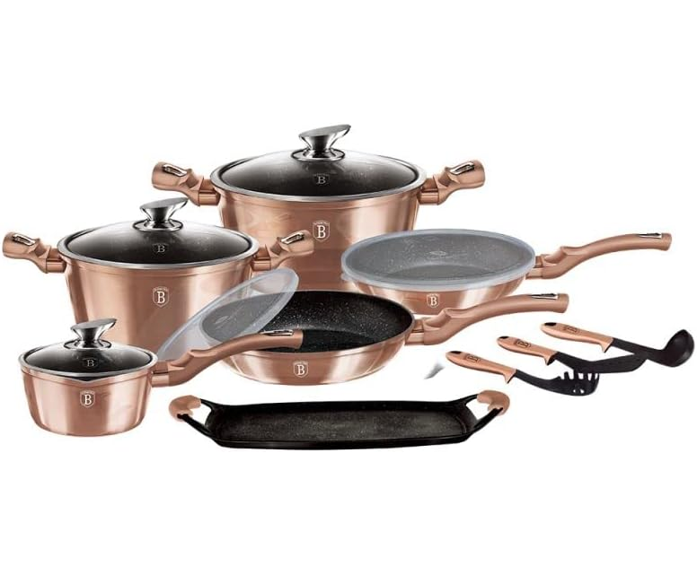 Berlinger Berlinger Haus 16-Piece Marble Coating Smart Lid Cookware Set - Rose G