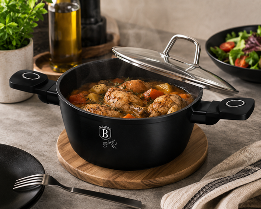 Berlinger Haus 20cm Titan Pro Non-Stick Casserole with Lid - Black Vantage
