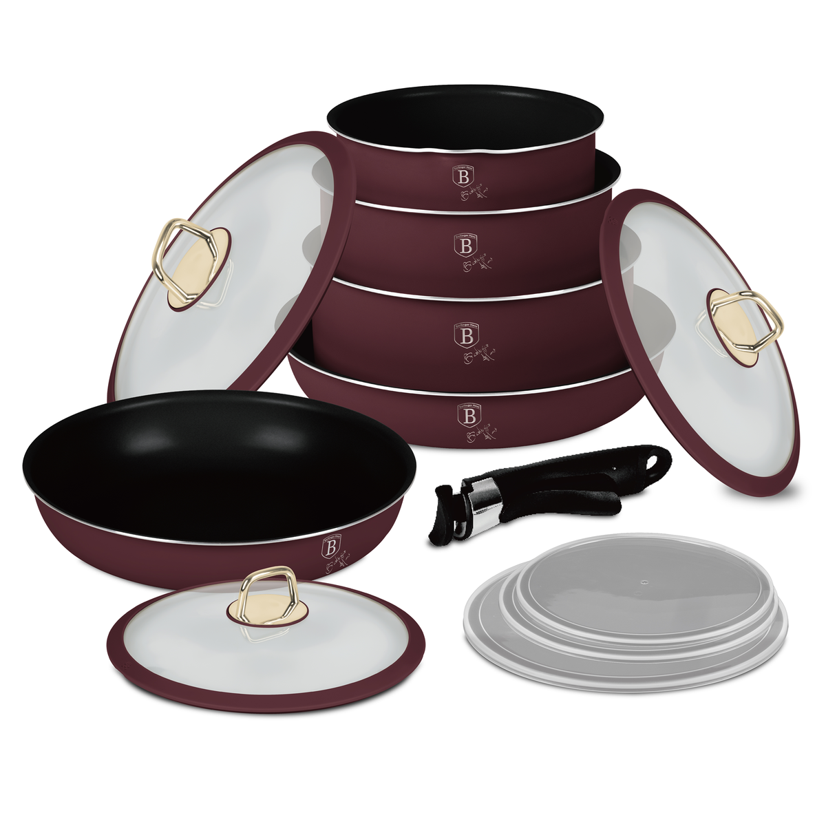Berlinger Haus 12-Piece Titan Pro Non Stick Coating Oven Safe Cookware Set - Leonardo Collection