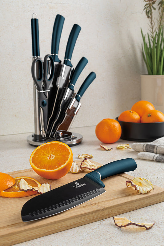 Berlinger Haus 6 Piece Knife Set with Bamboo Cutting Board Aquamarine