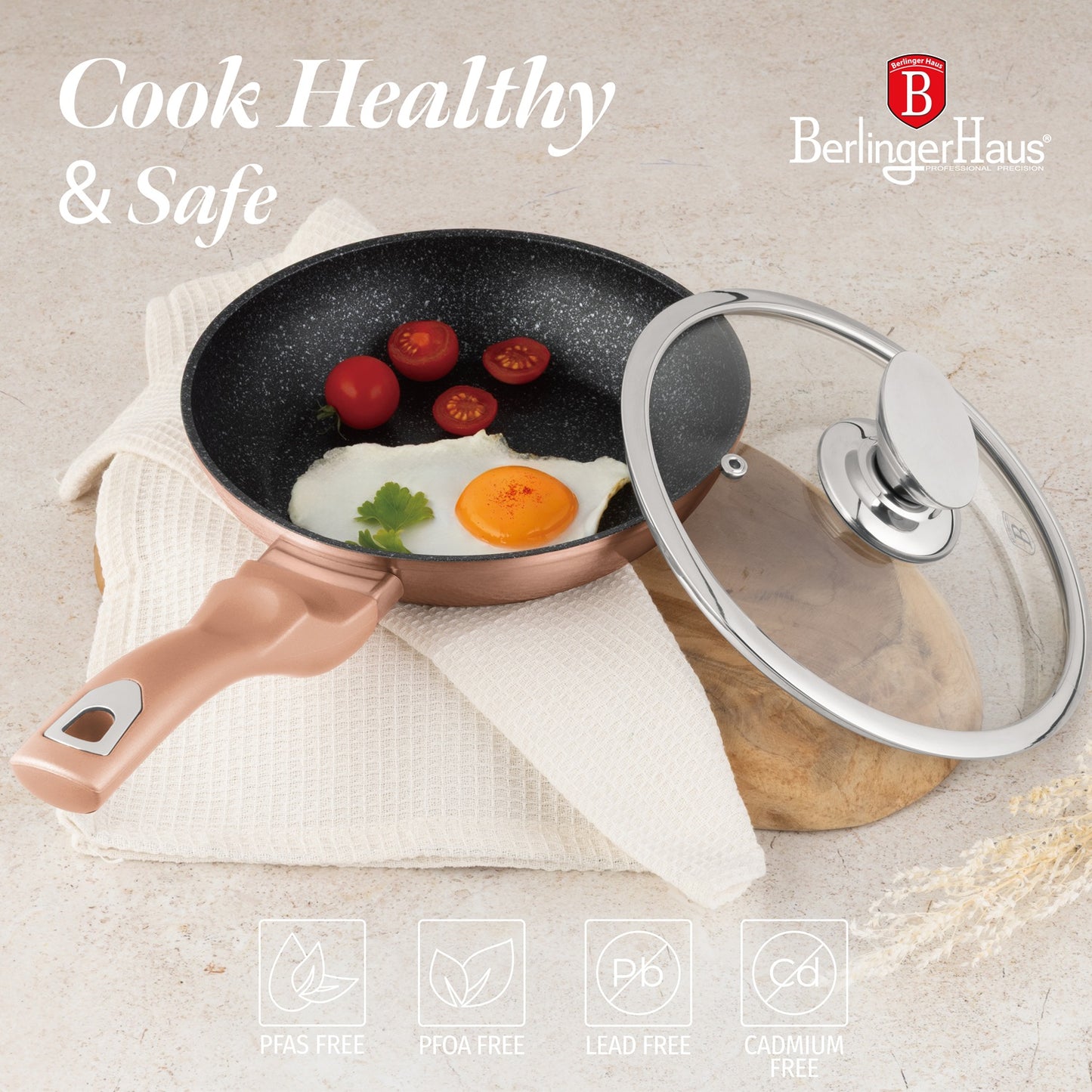 Berlinger Haus 10-Piece Marble Coating Cookware Set - Rose Gold Metallic Line