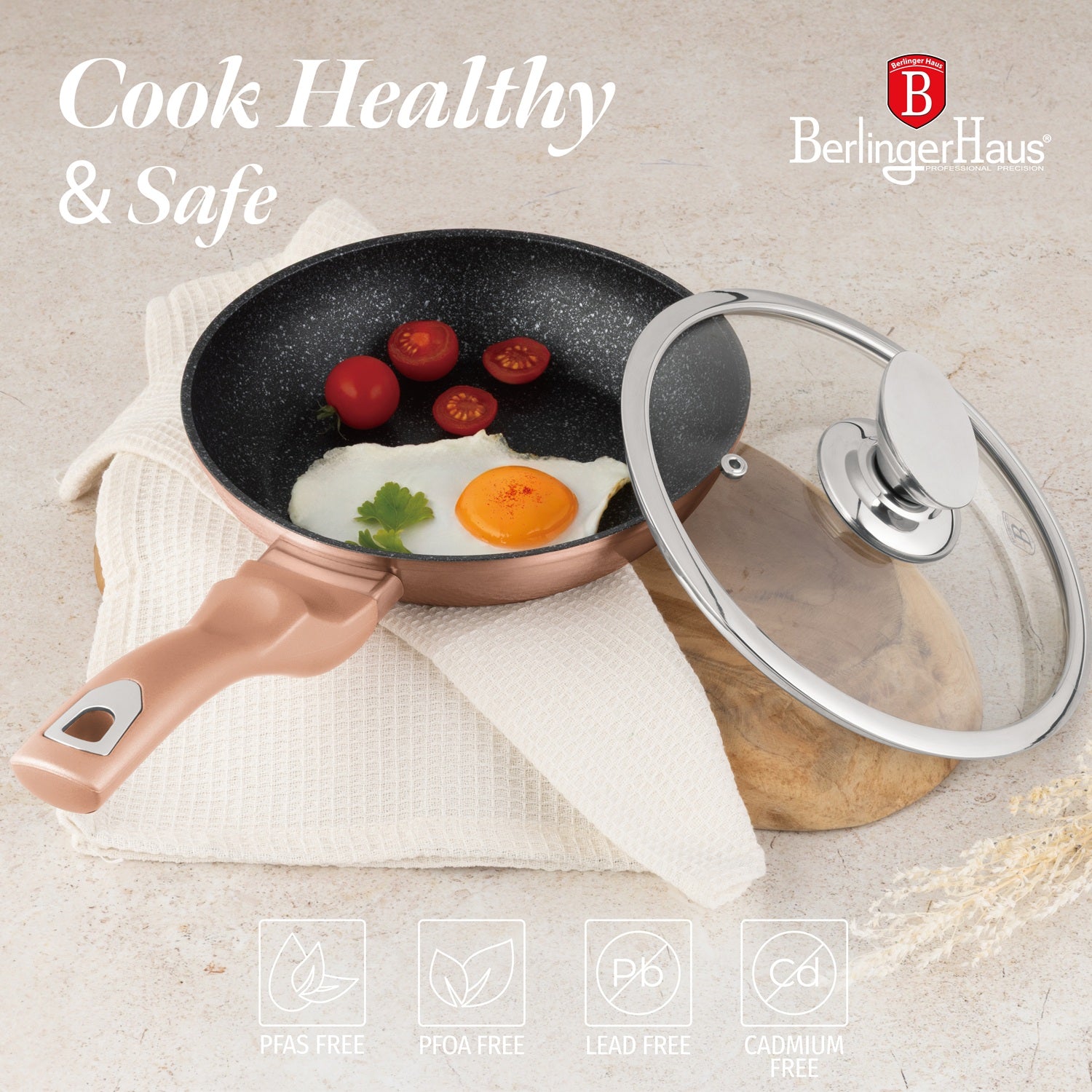 Berlinger Haus 10-Piece Marble Coating Cookware Set - Rose Gold Metallic Line