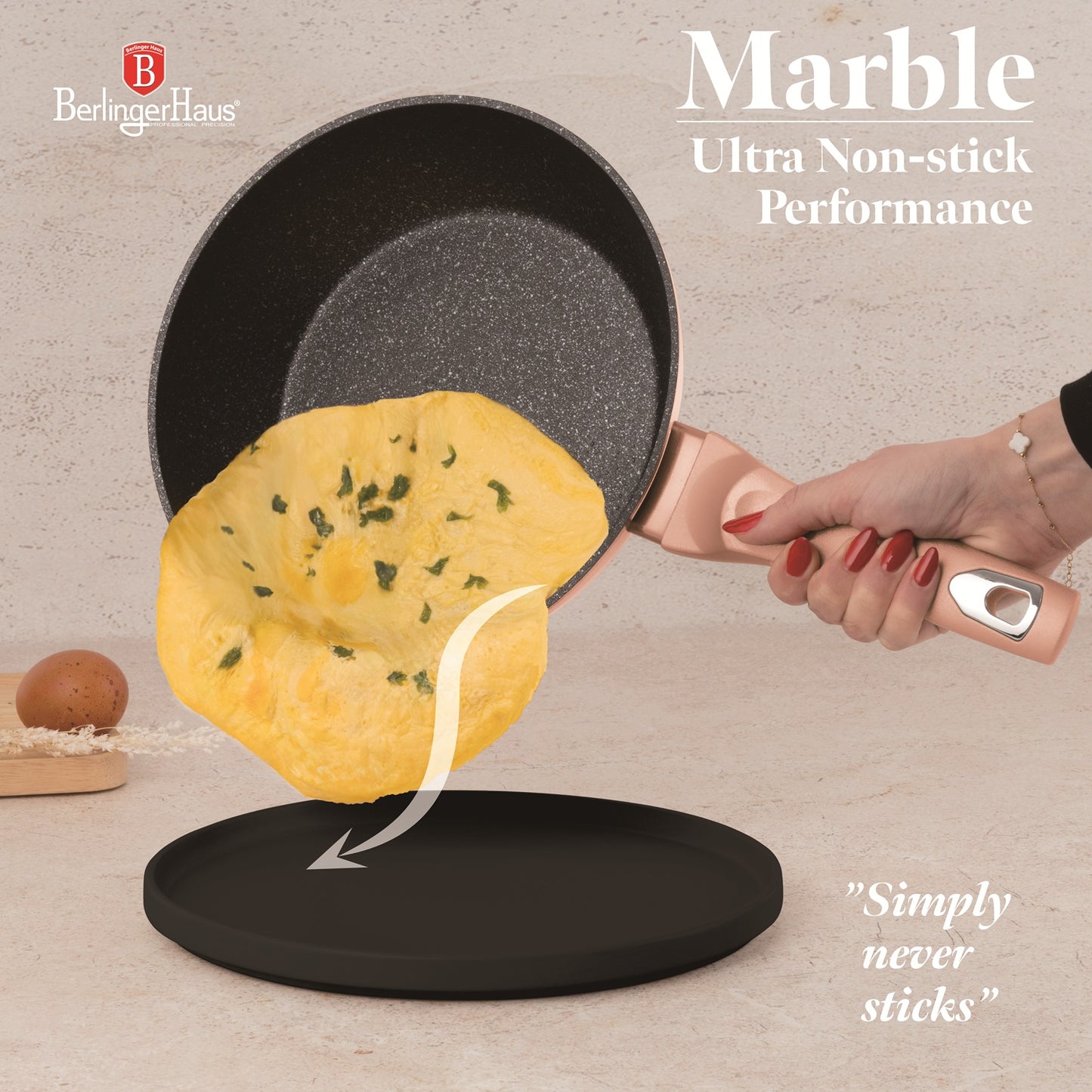 Berlinger Haus 10-Piece Marble Coating Cookware Set - Rose Gold Metallic Line