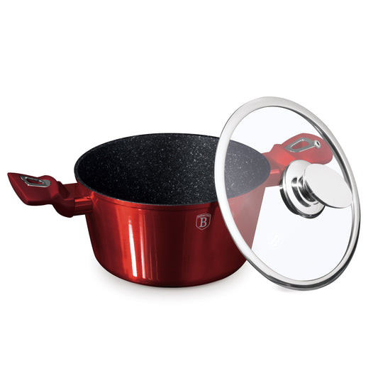 Berlinger Haus 20cm Marble Coating Non-Stick Casserole – Burgundy Metallic