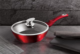 Berlinger Haus 24cm Non-Stick Marble Coating Deep Frypan with Lid - Burgundy Metallic