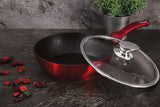 Berlinger Haus 24cm Non-Stick Marble Coating Deep Frypan with Lid - Burgundy Metallic