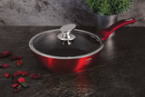 Berlinger Haus 24cm Non-Stick Marble Coating Deep Frypan with Lid - Burgundy Metallic