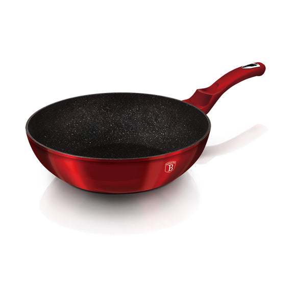 Berlinger Haus 28cm Non-Stick Marble Coating Wok - Burgundy Metallic